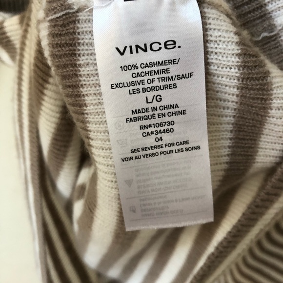 NWT Vince Striped Cashmere Turtleneck Sweater - Picture 5 of 5